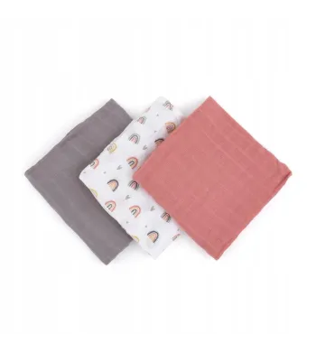 PETITE&MARS Zestaw pieluszek bambusowych 3 szt Rose Rainbows