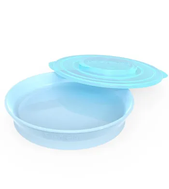 Twistshake Talerz z pokrywką blue