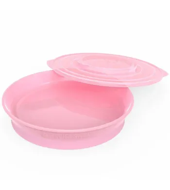Twistshake Talerz z pokrywką pink