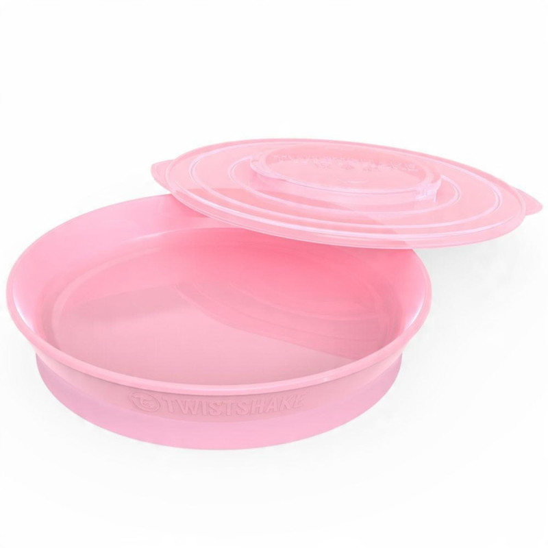 Twistshake Talerz z pokrywką pink