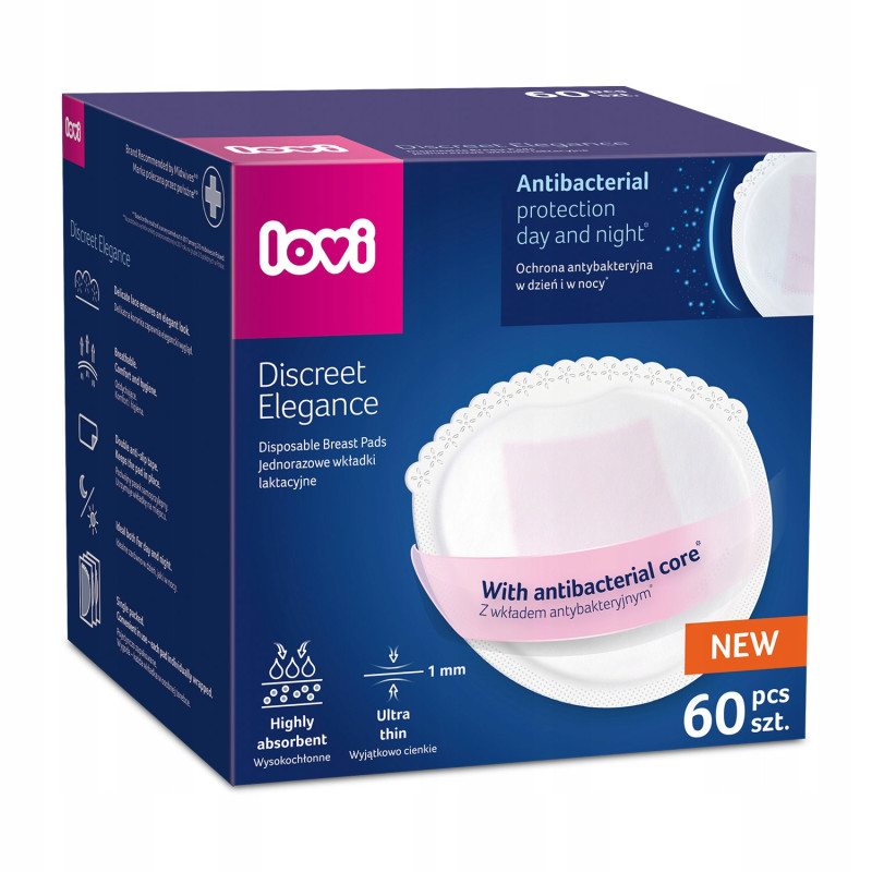 LOVI WKŁADKI LAKTACYJNE DISCREET ELEGANCE PREMIUM BIAŁE 60szt 19/607