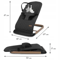 Leżaczek bujaczek dla niemowląt Kidwell  zabawki Laro Black Wooden Leżaczek bujaczek dla niemowląt Kidwell  zabawki Laro Black Wooden