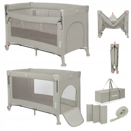Łóżeczko turystyczne dwupoziomowe 3w1 Lionelo ELLEN beige sand