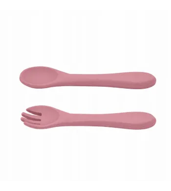 PETITE&MARS Sztućce silikonowe dla dzieci Rose 2szt