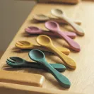 PETITE&MARS Sztućce silikonowe dla dzieci Rose 2szt