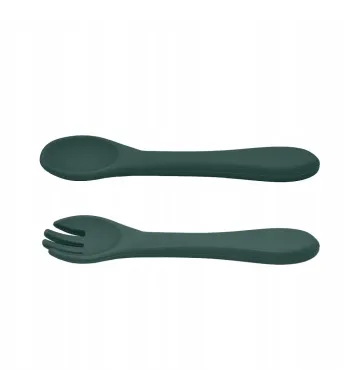 PETITE&MARS Sztućce silikonowe dla dzieci Misty Green 2szt