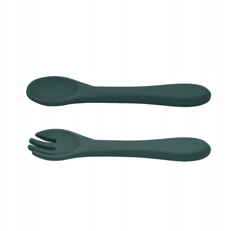 PETITE&MARS Sztućce silikonowe dla dzieci Misty Green 2szt