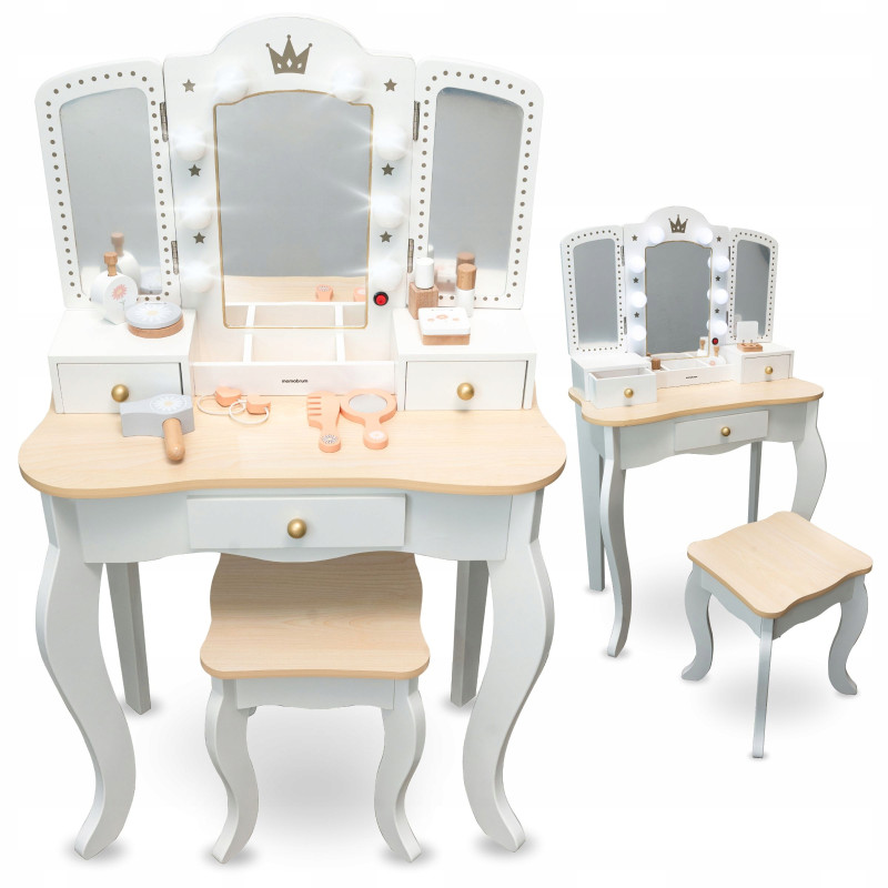Toaletka dziecięca Mamabrum MAM200 DRESSER XXL Z TABORETEM OSWIETLENIE LED