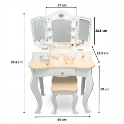 Toaletka dziecięca Mamabrum MAM200 DRESSER XXL Z TABORETEM OSWIETLENIE LED