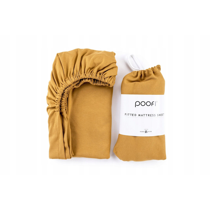 Poofi prześcieradło z gumką 70x140 musztarda