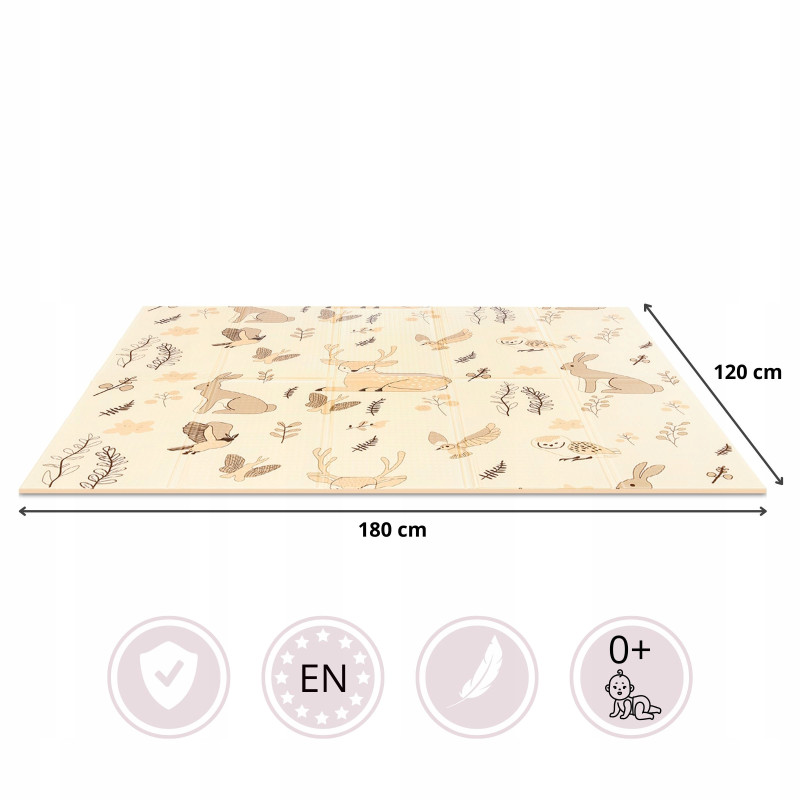 Dwustronna mata piankowa 180x120 cm składana Magiczny Las  Boho R17