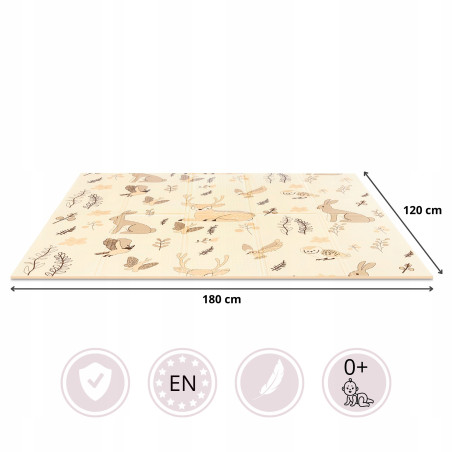 Dwustronna mata piankowa 180x120 cm składana Magiczny Las  Boho R17