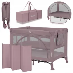 LIONELO Łóżeczko turystyczne DWUPOZIOMOWE kojec + torba LAURA  pink nude LIONELO Łóżeczko turystyczne DWUPOZIOMOWE kojec + torba LAURA  pink nude