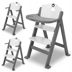 Krzesełko drewniane fotelik do karmienia 3w1 Lionelo Floris grey stone