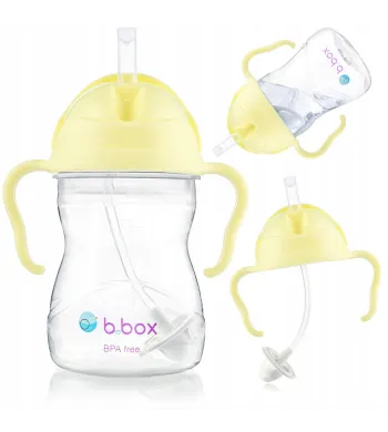 B.BOX BIDON KUBEK Z OBCIĄŻONĄ SŁOMKĄ RURKĄ DLA DZIECI 240ml Banana Split
