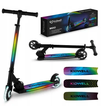 KIDWELL Hulajnoga podświetlana MIDO podest i kierownica, koła LED 120mm