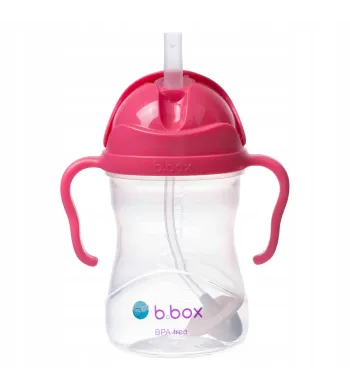 B.BOX BIDON KUBEK Z OBCIĄŻONĄ SŁOMKĄ RURKĄ DLA DZIECI 240ml malinowy