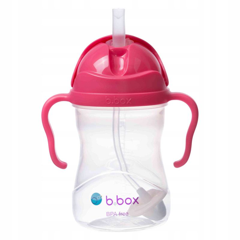B.BOX BIDON KUBEK Z OBCIĄŻONĄ SŁOMKĄ RURKĄ DLA DZIECI 240ml malinowy