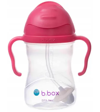 B.BOX BIDON KUBEK Z OBCIĄŻONĄ SŁOMKĄ RURKĄ DLA DZIECI 240ml malinowy