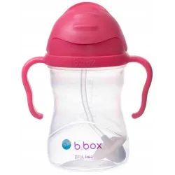 B.BOX BIDON KUBEK Z OBCIĄŻONĄ SŁOMKĄ RURKĄ DLA DZIECI 240ml malinowy