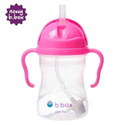 B.BOX BIDON KUBEK Z OBCIĄŻONĄ SŁOMKĄ RURKĄ DLA DZIECI 240ml malinowy