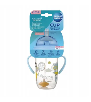 Kubek Canpol Babies Bonjour Paris niekapek 270 ml 56/607 czerwony 56/607 niebieski