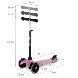 Hulajnoga balansowa 3+ UNO Clouds różowa święcące koła LED