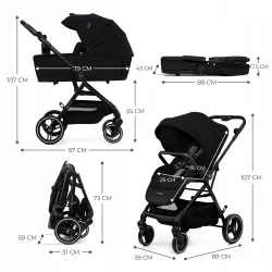 KINDERKRAFT Wózek wielofunkcyjny 2w1 YOXI + akcesoria Czarny KINDERKRAFT Wózek wielofunkcyjny 2w1 YOXI + akcesoria Czarny