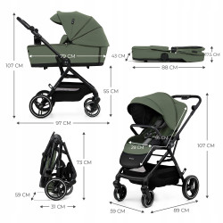 KINDERKRAFT Wózek wielofunkcyjny 2w1 YOXI + akcesoria  green