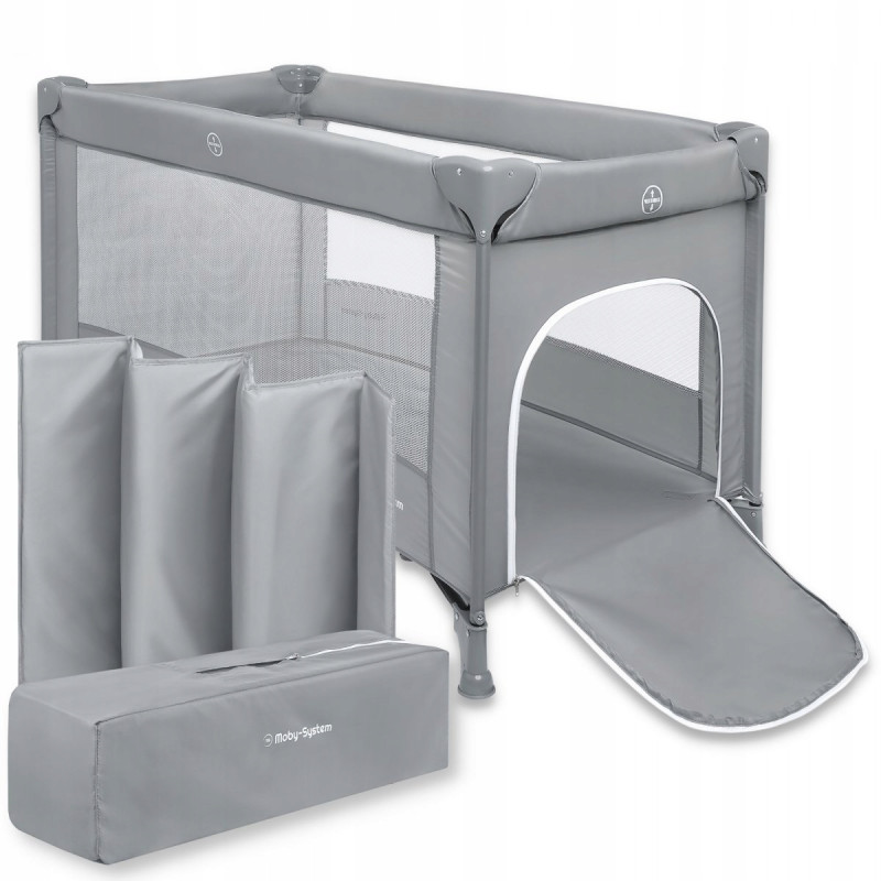 MobySystem składane łóżeczko turystyczne / Kojec Happy Traveller BASIC GREY