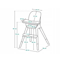 KRZESEŁKO DO KARMIENIA LIONELO KOEN 2W1 DREWNIANE