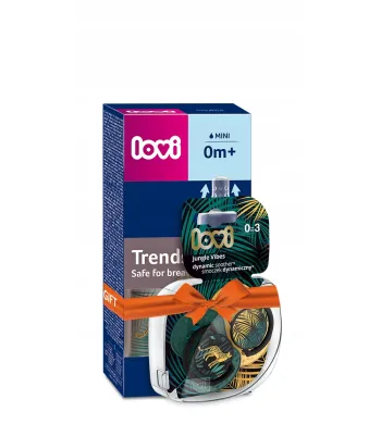 LOVI zestaw prezentowy JUNGLE VIBES butelka 120 ml + smoczki 0-3 0406