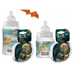 LOVI zestaw prezentowy JUNGLE VIBES butelka 120ml+ 240ml+ smoczek 0-3M 3-6M LOVI zestaw prezentowy JUNGLE VIBES butelka 120ml+ 240ml+ smoczek 0-3M 3-6M