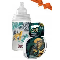 LOVI zestaw prezentowy JUNGLE VIBES butelka 120ml+ 240ml+ smoczek 0-3M 3-6M