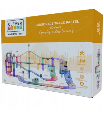 Clever klocki magnetyczne 80el Large Race Track Pastel