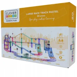 Clever klocki magnetyczne 80el Large Race Track Pastel