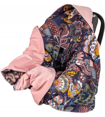 Kocyk z kapturkiem otulacz Velvet Infantilo 90 x 90cm różowy