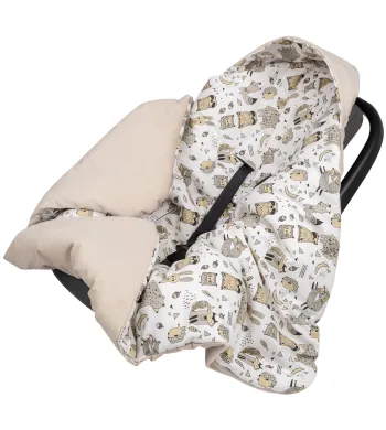 INFANTILO KOC Z KAPTURKIEM FOTELIKA NOSIDEŁKA OTULACZ VELVET zwierzątka