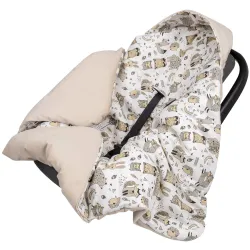 INFANTILO KOC Z KAPTURKIEM FOTELIKA NOSIDEŁKA OTULACZ VELVET zwierzątka