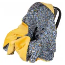 Koc z Kapturkiem FOTELIKA NOSIDEŁKA Otulacz VELVET KAMYCZKI MUSZTARDA