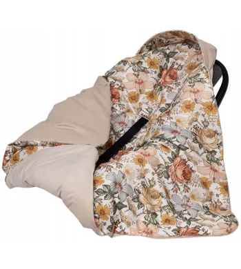 KOCYK OTULACZ Z KAPTURKIEM DO NOSIDEŁKA VELVET kwiaty