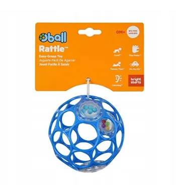 OBALL Piłka z grzechotką, gryzak dla dziecka do chwytania niebieska