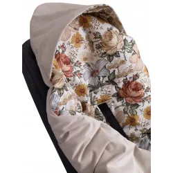 KOCYK OTULACZ Z KAPTURKIEM DO NOSIDEŁKA VELVET kwiaty