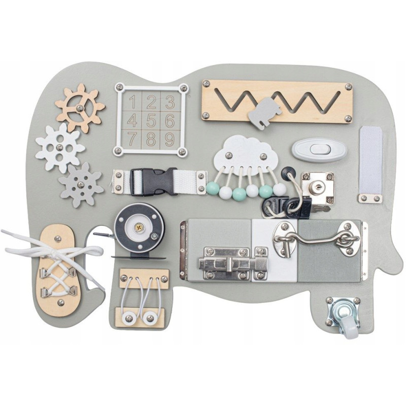 BABY MIX TABLICA MANIPULACYJNA SENSORYCZNA MONTESSORI PANEL SŁOŃ