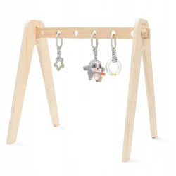 Babymix stojak drewniany, pałąk edukacyjny dla dzieci z zabawkami Babymix stojak drewniany, pałąk edukacyjny dla dzieci z zabawkami