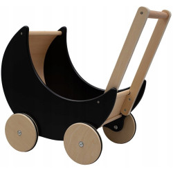 DREWNIANY WÓZEK DLA LALEK GONDOLA 2W1 CHODZIK BABY MIX MONTESSORI