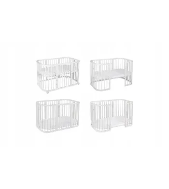 Łóżeczko drewniane Waldin 7w1 białe z materacem