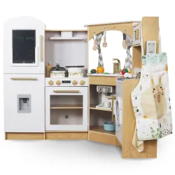 DUŻA DREWNIANA KUCHNIA Z OŚWIETLENIEM LED MAM171 - 50 elementów