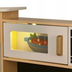 DUŻA DREWNIANA KUCHNIA Z OŚWIETLENIEM LED MAM171 - 50 elementów