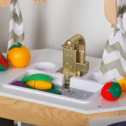 DUŻA DREWNIANA KUCHNIA Z OŚWIETLENIEM LED MAM171 - 50 elementów